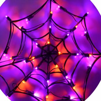 Spider Web LED Light Purple Orange Color Halloween Decorate Lighting For Window Wall